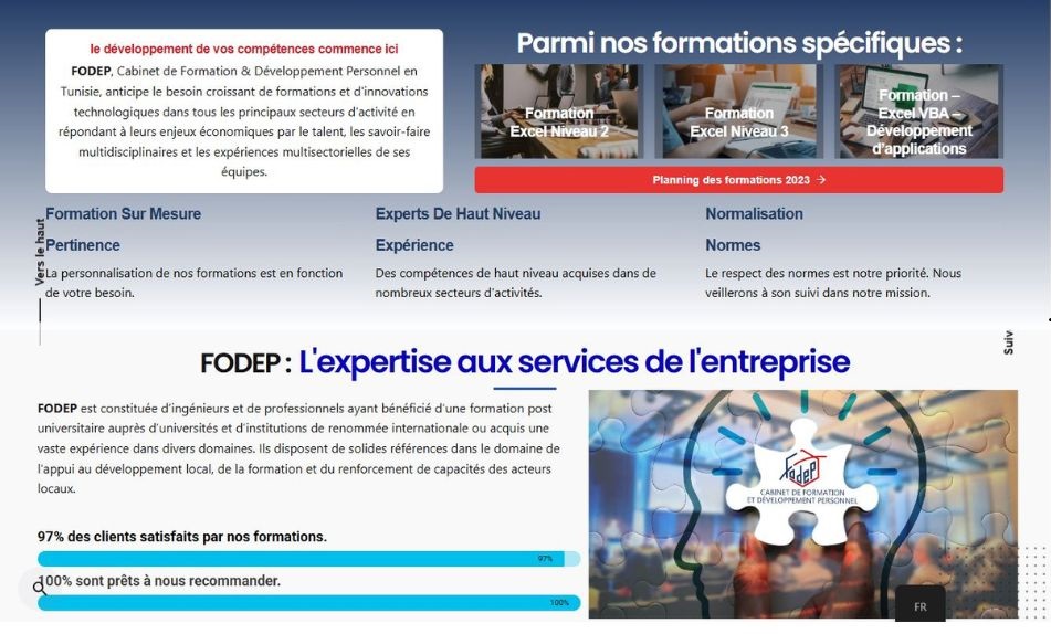 capteur écran de site web FODEP