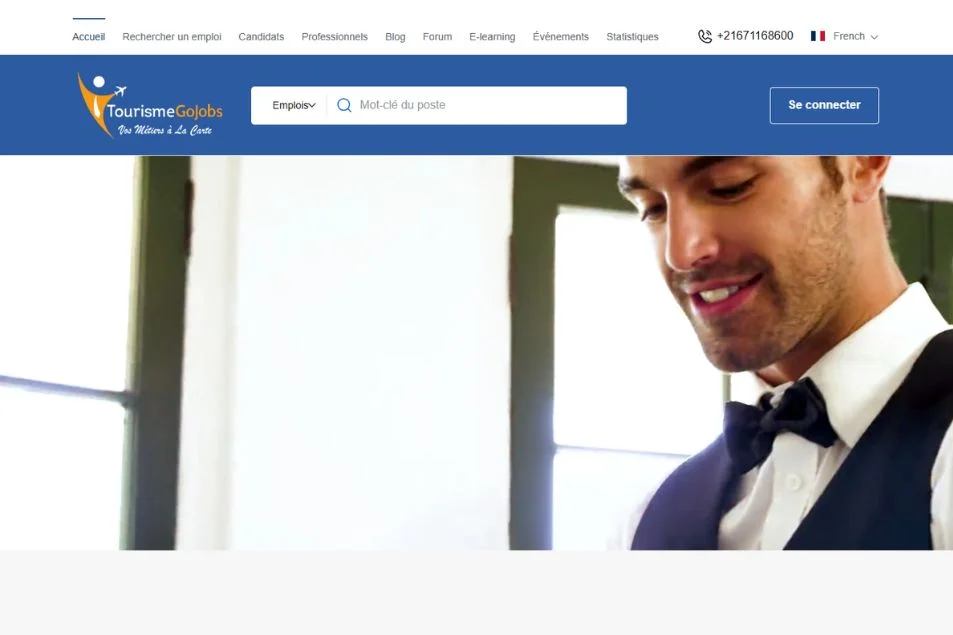 capteur écran de site web Tourisme Go Jobs