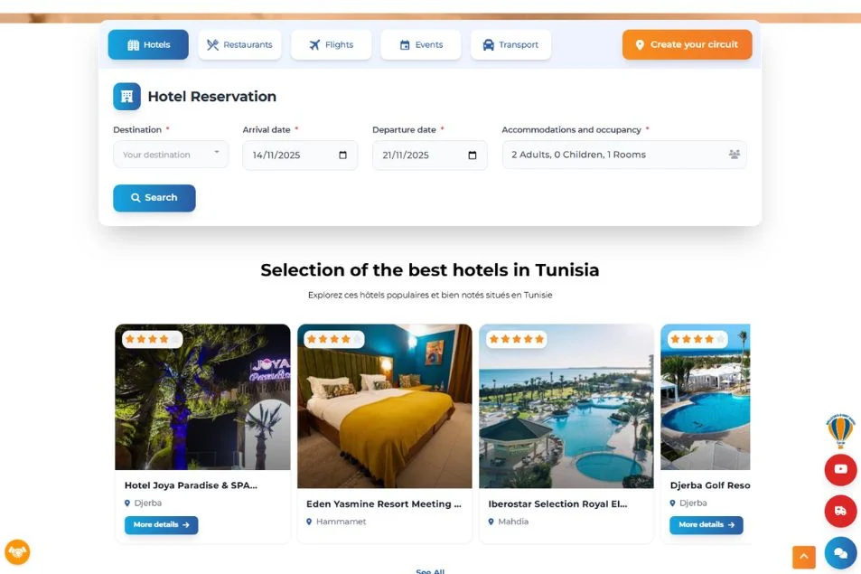 capteur l'écran de site web tunisia go travel