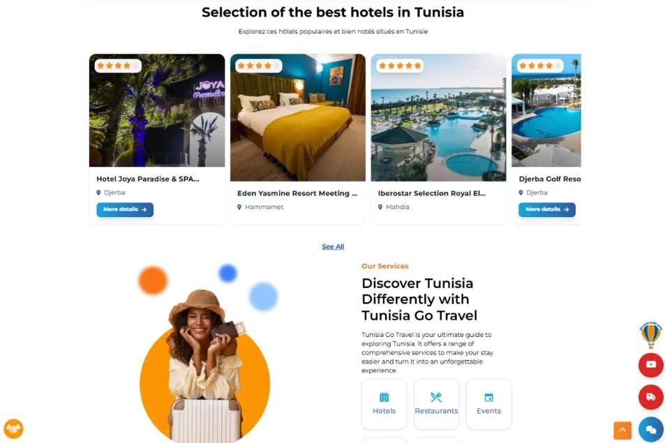 capteur l'écran de site web tunisia go travel