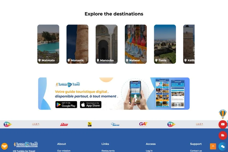 capteur l'écran de site web tunisia go travel