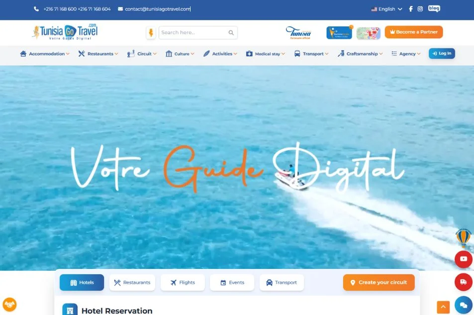 capteur l'écran de site web tunisia go travel