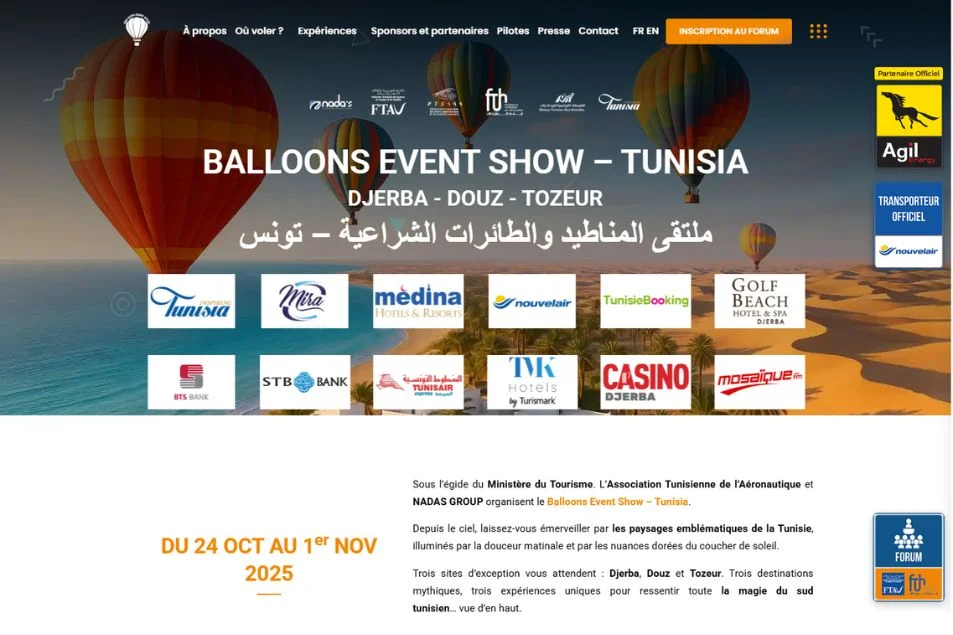 photo de site web réalisé par nadas group Balloons Event Show - Tunisia